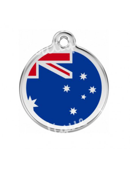 Médaille pour chien red dingo, drapeau Australien grand modèle 3,8cm
