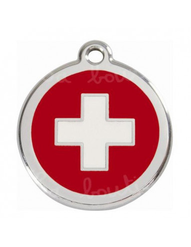 Médaille pour chien red dingo, drapeau Suisse grand modèle 3,8cm