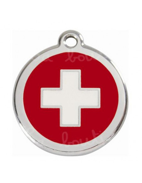 Médaille pour chien red dingo, drapeau Suisse grand modèle 3,8cm
