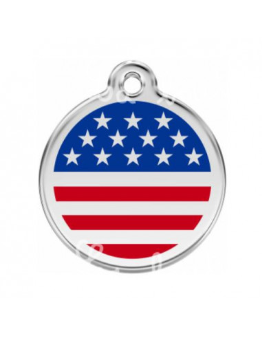 Médaille pour chien red dingo, drapeau USA grand modèle 3,8cm