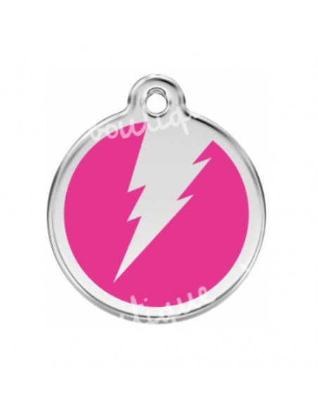 Médaille rose vif avec éclair pour chien