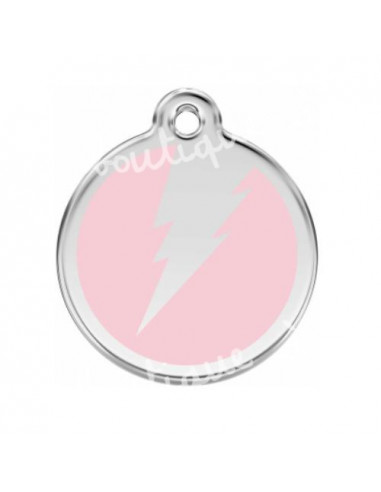 Médaille rose avec éclair pour chien