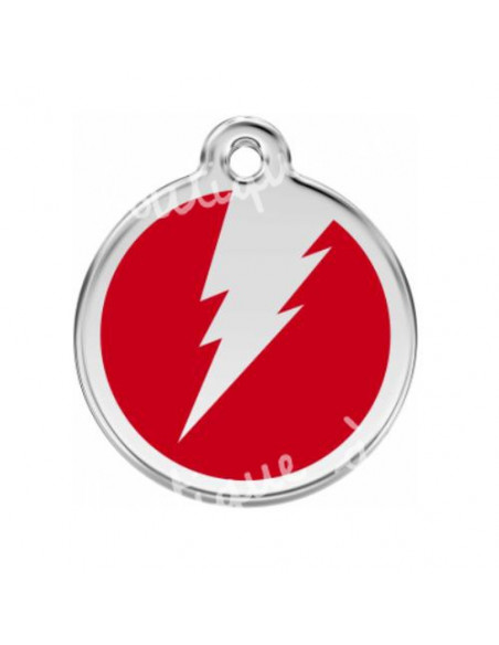 Médaille rouge avec éclair pour chien