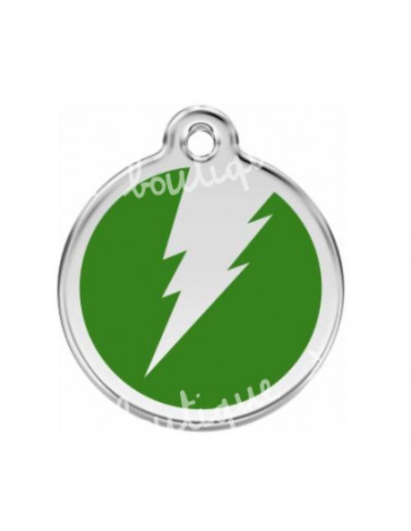 Médaille verte avec éclair pour chien