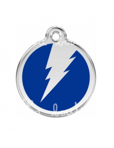 Médaille pour chien flash fond bleu 3cm
