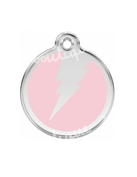 Médaille pour chien flash fond rose 3cm