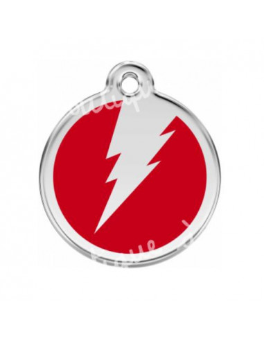 Médaille pour chien flash fond rouge 3cm