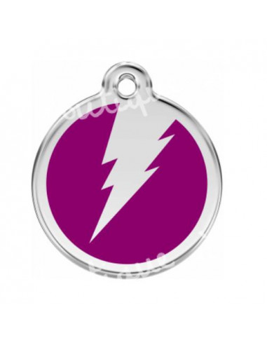 Médaille pour chien flash fond violet 3cm