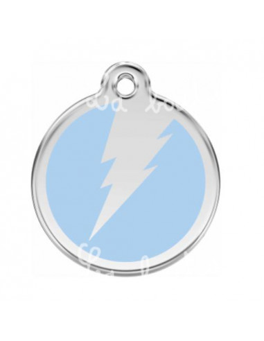 Grande médaille bleu clair avec éclair pour chien