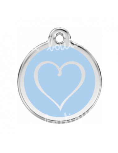 Grande médaille bleue clair avec cœur tribal pour chien