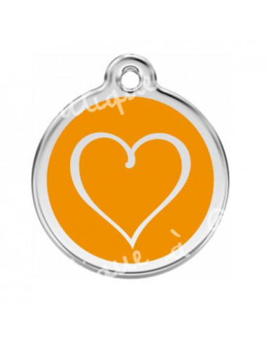 Grande médaille orange avec cœur tribal pour chien