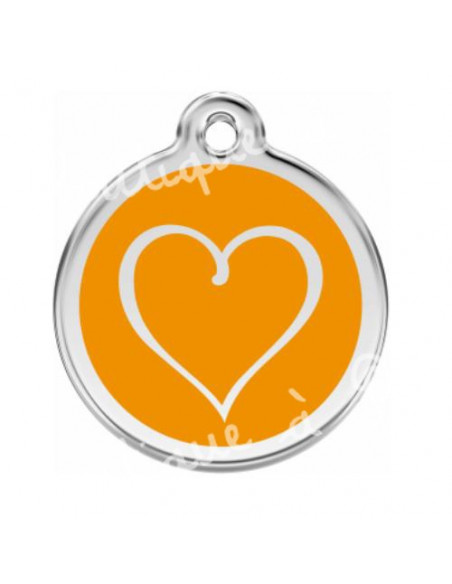 Grande médaille orange avec cœur tribal pour chien