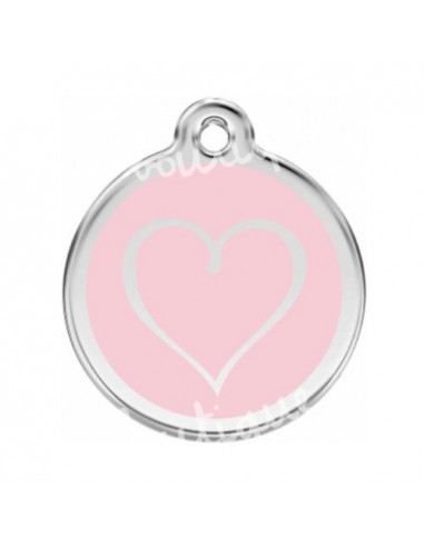 Grande médaille rose avec cœur tribal pour chien