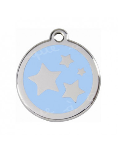 Médaille avec petites étoiles sur fond bleu clair
