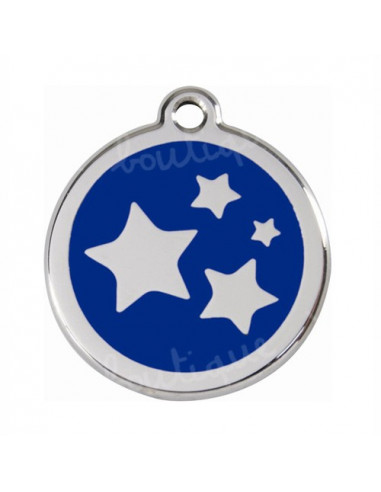 Médaille avec petites étoiles sur fond bleu foncé