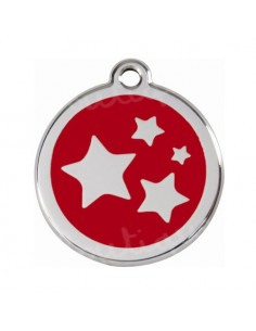 Médaille avec petites étoiles sur fond rouge