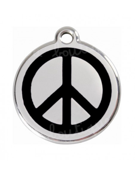 Médaille pour chien red dingo 2cm, peace and love, noir