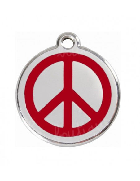 Médaille pour chien red dingo 2cm, peace and love, rouge