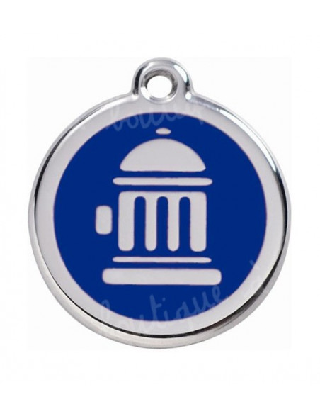Médaille pour chien red dingo 2cm, pompier sur fond bleu