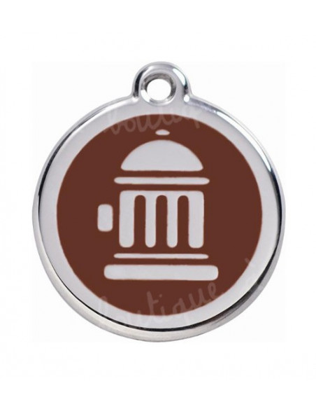 Médaille pour chien red dingo 2cm, pompier sur fond marron