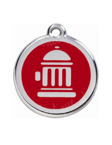 Médaille pour chien red dingo 2cm, pompier sur fond rouge