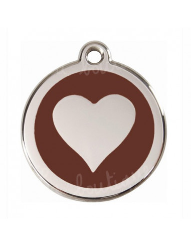 Médaille chien avec cœur sur fond marron