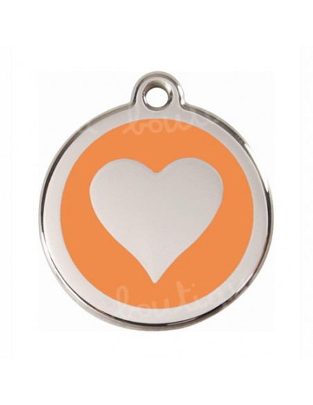 Médaille chien avec cœur sur fond orange