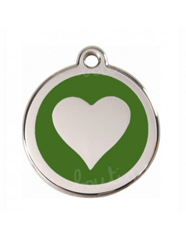 Médaille chien avec cœur sur fond vert