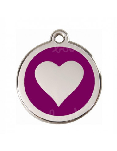 Médaille chien avec cœur sur fond violet