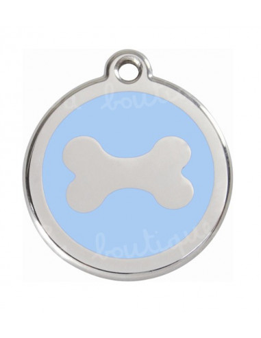 Médaille bleu ciel avec os pour chien