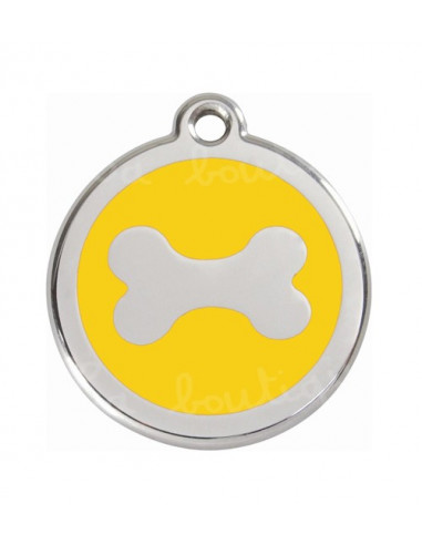 Médaille jaune avec os pour chien