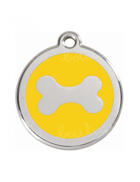 Médaille jaune avec os pour chien
