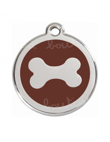 Médaille marron avec os pour chien
