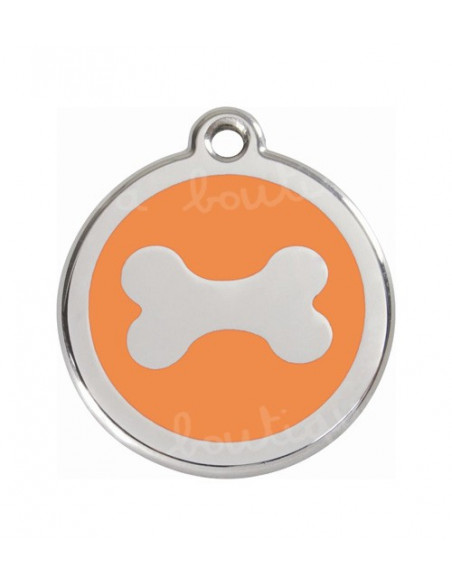 Médaille orange avec os pour chien