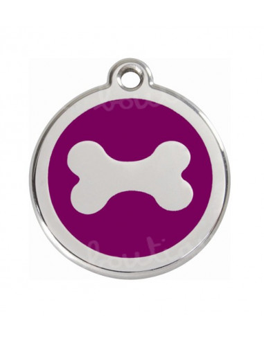 Médaille violet avec os pour chien