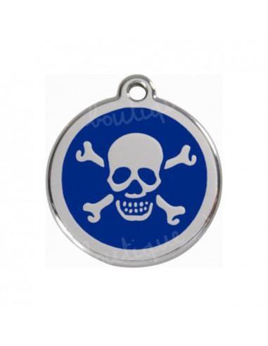 Médaille pour chien red dingo 2cm, pirate sur fond bleu foncé