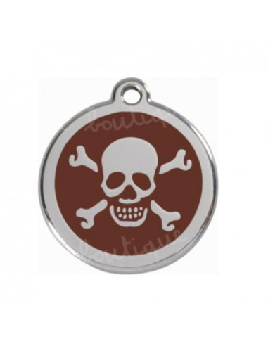 Médaille pour chien red dingo 2cm, pirate sur fond marron