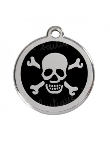 Médaille pour chien red dingo 2cm, pirate sur fond noir