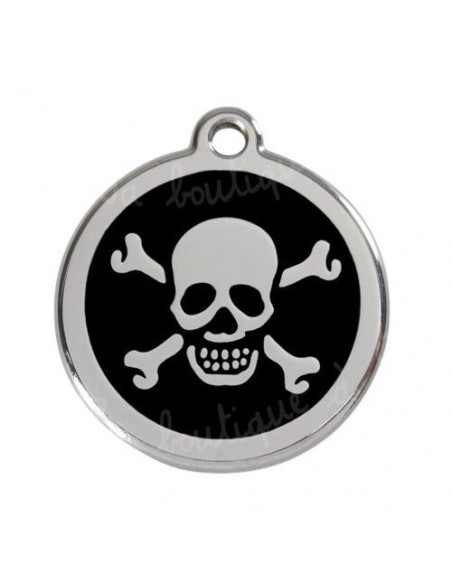 Médaille pour chien red dingo 2cm, pirate sur fond noir