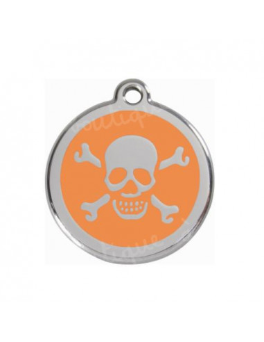 Médaille pour chien red dingo 2cm, pirate sur fond orange