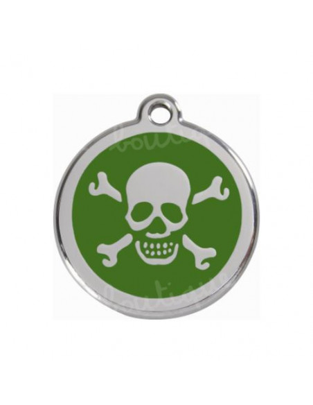 Médaille pour chien red dingo 2cm, pirate sur fond vert