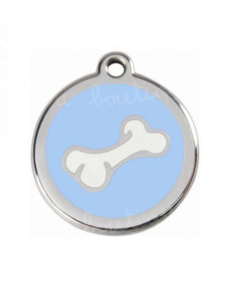 Médaille bleu clair avec petit os de BD pour chien