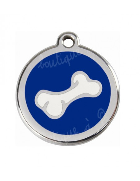 Médaille bleu foncé avec petit os de BD pour chien