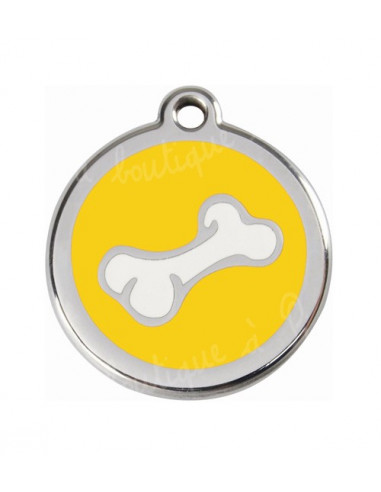 Médaille jaune avec petit os de BD pour chien