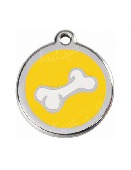 Médaille jaune avec petit os de BD pour chien