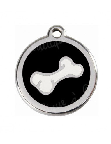 Médaille noire avec petit os de BD pour chien