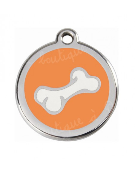 Médaille orange avec petit os de BD pour chien