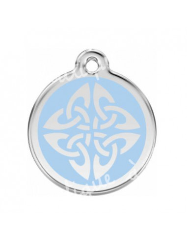 Médaille bleu clair avec logo tribal pour chien