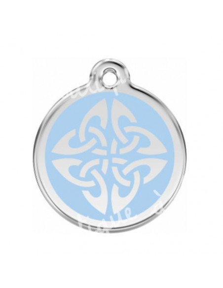 Médaille bleu clair avec logo tribal pour chien