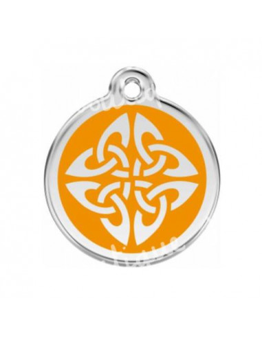 Médaille orange avec logo tribal pour chien